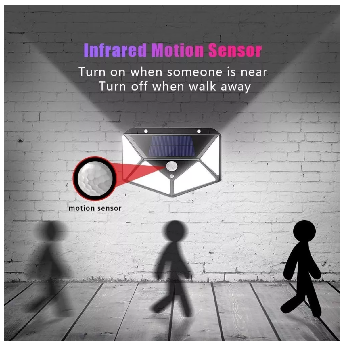 Lámpara Solar LED con Sensor de Movimien